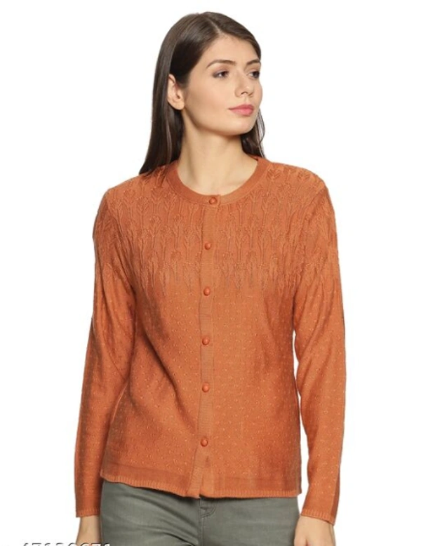 Clapton Acrylic Blend Round Neck Full Sleeve Casual Solid Winter Wear Cardigans For Women - XXXL